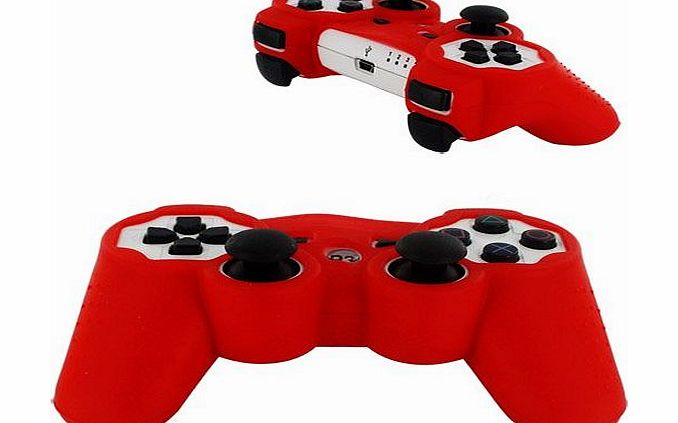 Skque Silicone Soft Case Cover for Sony PlayStation 3 Controller, Red [PlayStation 3]